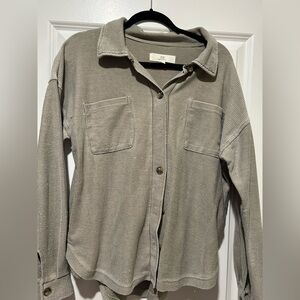 Thread Supply Womens Button-Up Shirt sz Large olive color